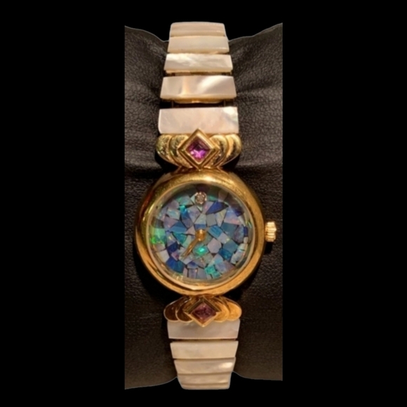 Vintage - Abalone Mosaic Diamond Amethyst Mother of Pearl Watch